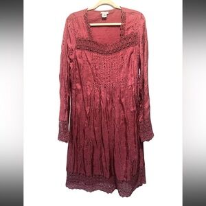 Sundance pure silk rose pink dress size 16 lace eyelet